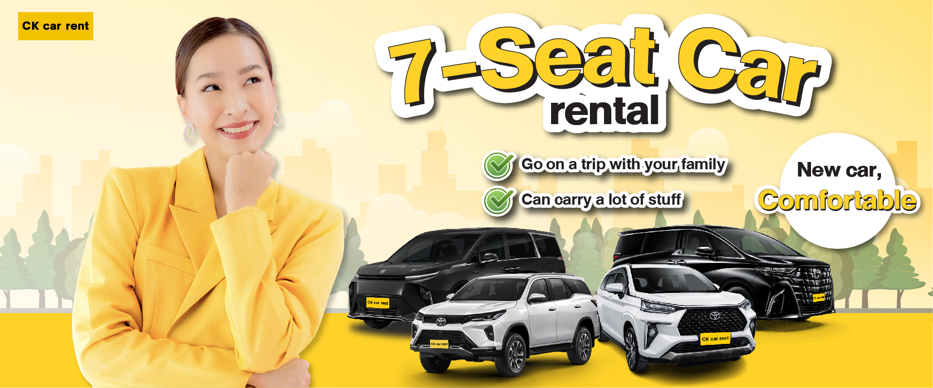 Rent a 7-seat car{sbquo} new car{sbquo} comfortable seating