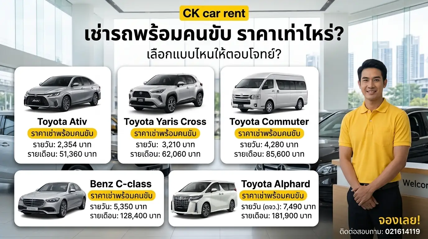 เช่ารถพร้อมคนขับ ราคาเท่าไหร่? เลือกรถแบบไหนให้ตอบโจทย์ เช่ารถพร้อมคนขับ ราคาเท่าไหร่? เลือกรถแบบไหนให้ตอบโจทย์