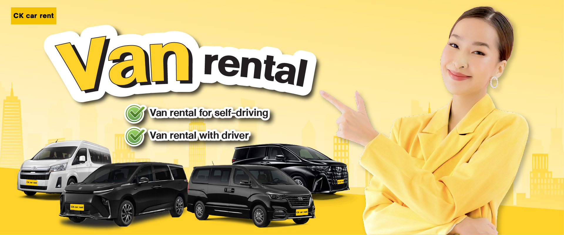Title Van rental Bangkok, providing self-drive and rental with driver