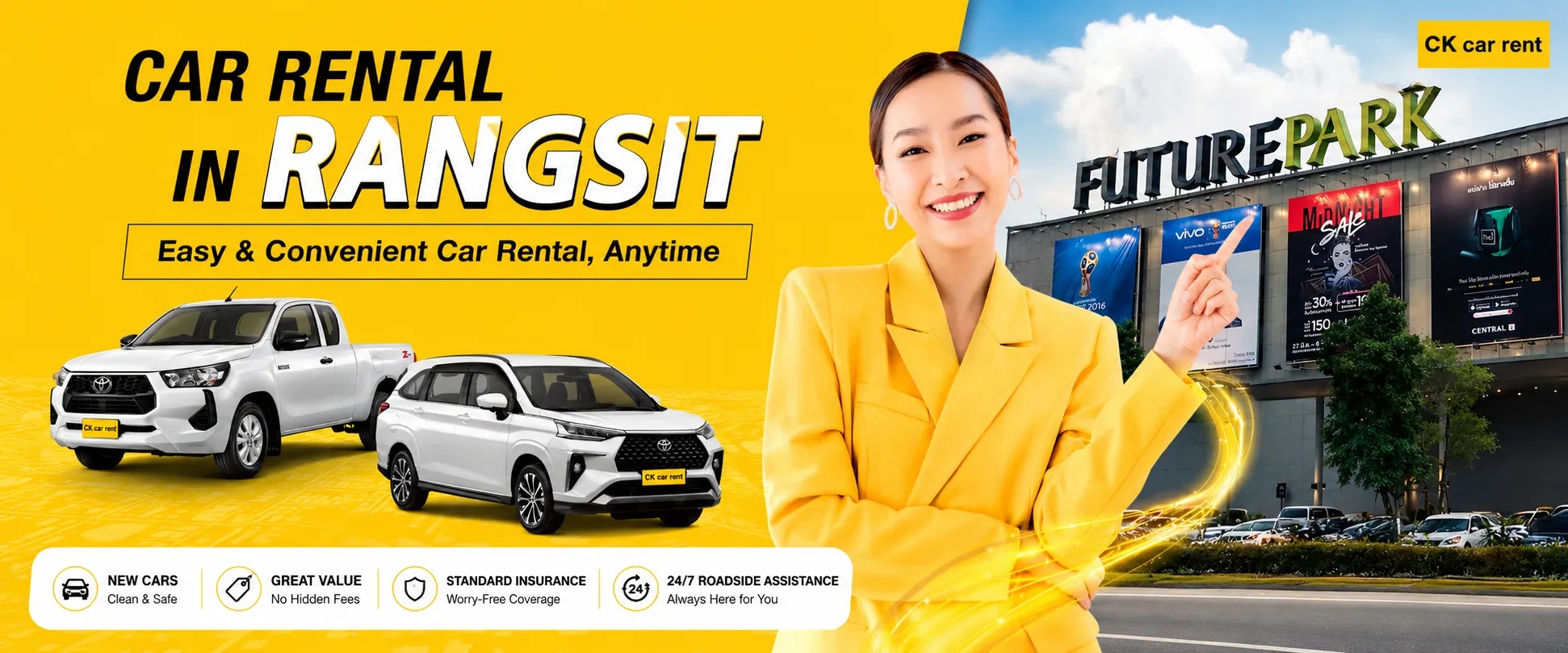 Car rental Rangsit near me, rent to drive yourself | CK car rent